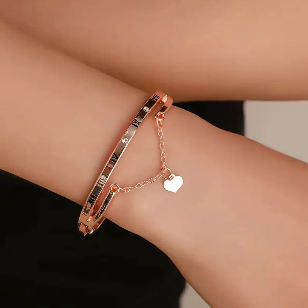 Fashion Stainless Steel Luxury Bracelets Female Sparkling Diamonds Pentagram Forever Love Charm Bracelet Women Jewelry Gifts