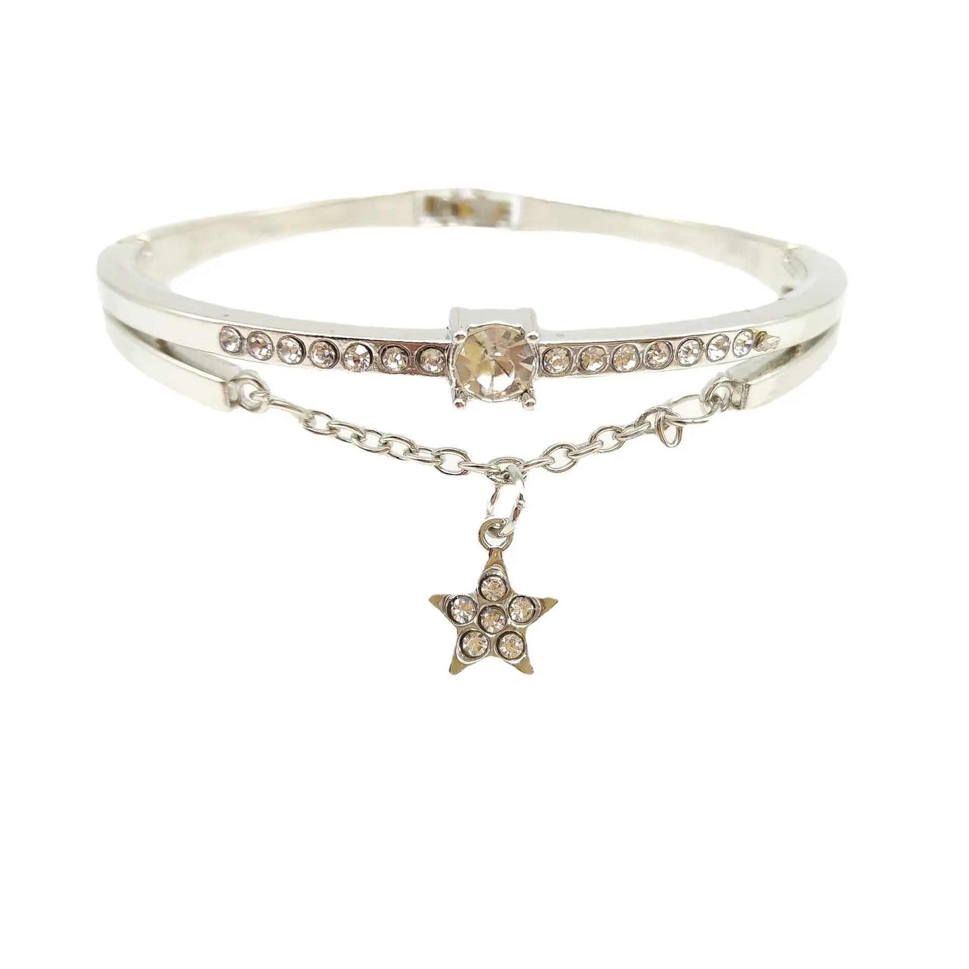 Fashion Stainless Steel Luxury Bracelets Female Sparkling Diamonds Pentagram Forever Love Charm Bracelet Women Jewelry Gifts