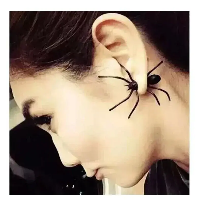 1pcs New Girl Funny Halloween Punk Front and Back Spider Earring Women Exaggeration Trickery Ear Stud