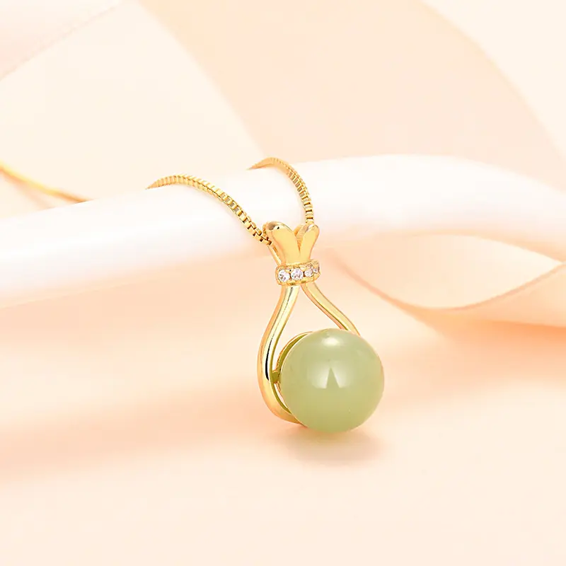 Fashion Stainless Steel Mint Green Pendant Necklace for Small Fresh Women Vintage Style Girl Choker Neck Chain Jewelry