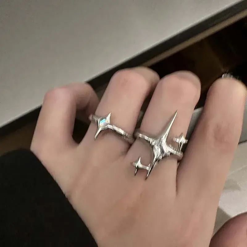 2/3pcs Fashion Vintage Irregular Cross Star Open Ring for Women Men Punk Gothic Sliver Adjustable Rings Y2K Egirl Jewelry Gift