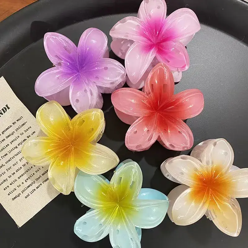 8CM Acrylic Fashion Hair Claws Headwear Accessories Gradient Flower Hair Clip Women Large Flower Hair Claws Crab Clamp Barrettes