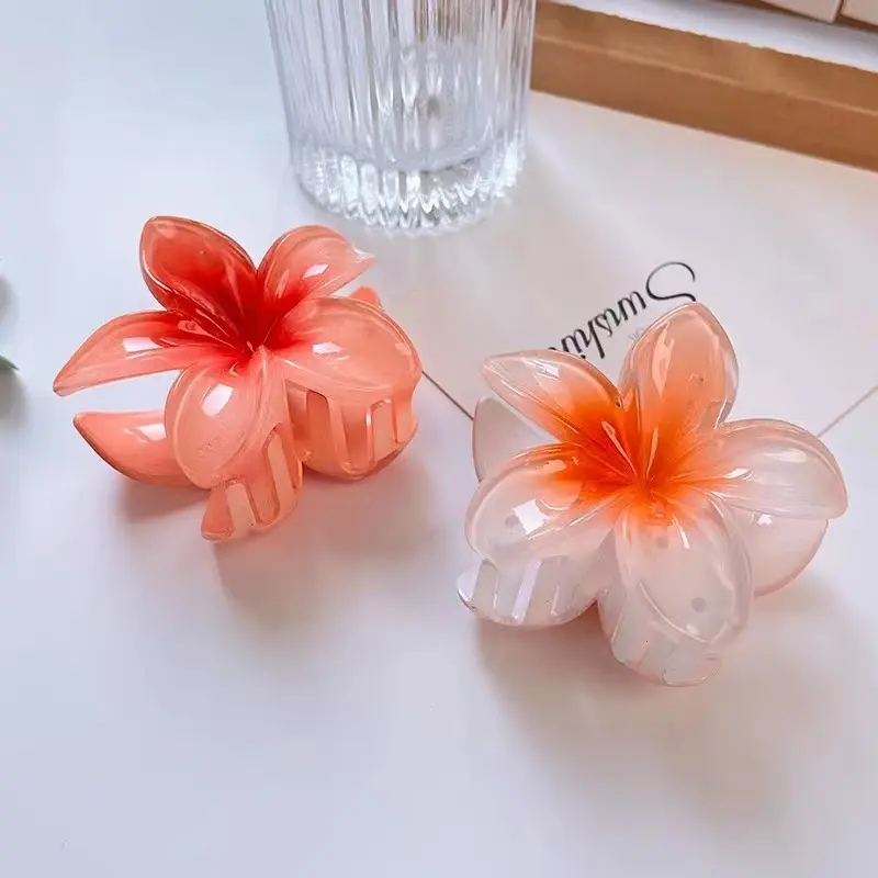 8CM Acrylic Fashion Hair Claws Headwear Accessories Gradient Flower Hair Clip Women Large Flower Hair Claws Crab Clamp Barrettes