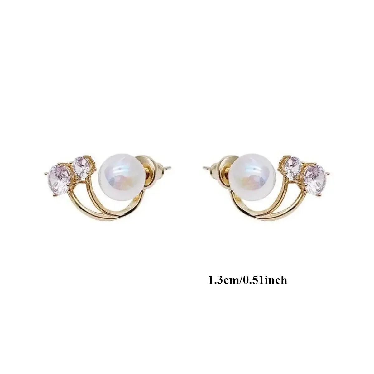 1 Pair Imitation Pearl Geometric Metal Earrings Simple Style Elegant Glass Rhinestone Golden Alloy Women's Fashion Jewelry