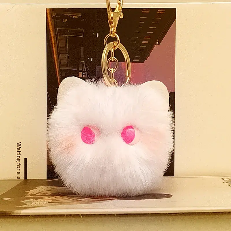 New Plush Cat Keychain Kawaii Kitten Cartoon Keyring Ladies Girls Bag Pendant Keychain School Bag Charm Gift