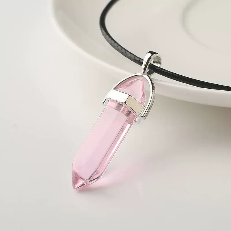 Fashion Natural Tiger Eye Stone Quartz Crystal Agates Hexagonal Column Shape Pendant Necklace for Jewelry Making Wholesale
