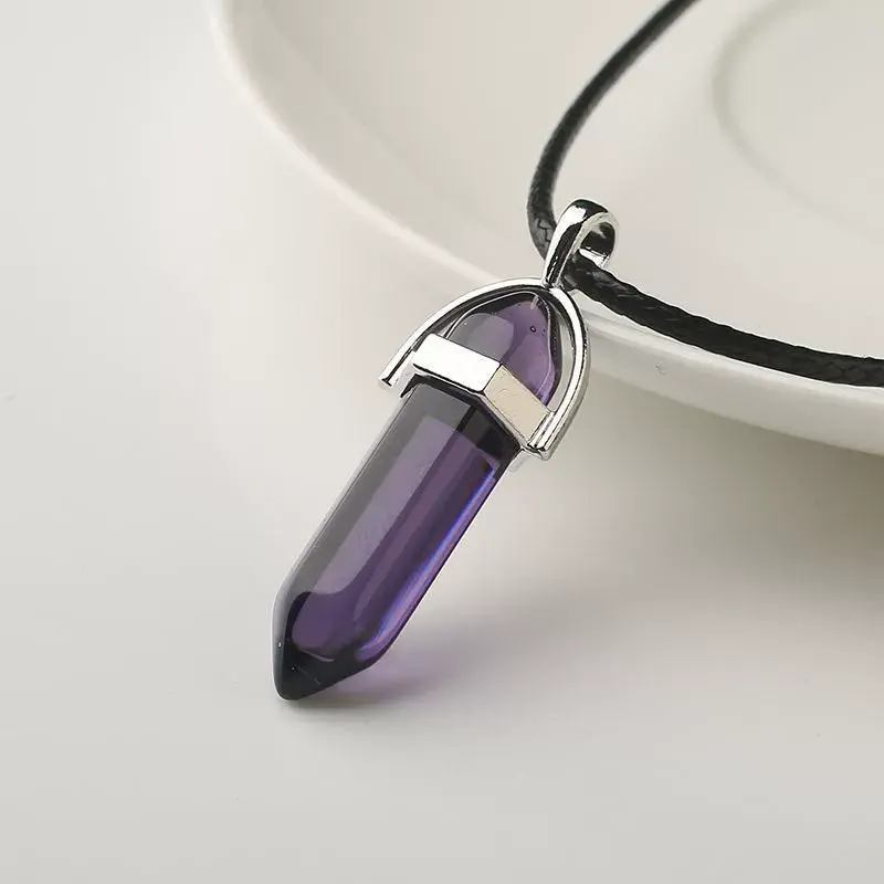 Fashion Natural Tiger Eye Stone Quartz Crystal Agates Hexagonal Column Shape Pendant Necklace for Jewelry Making Wholesale