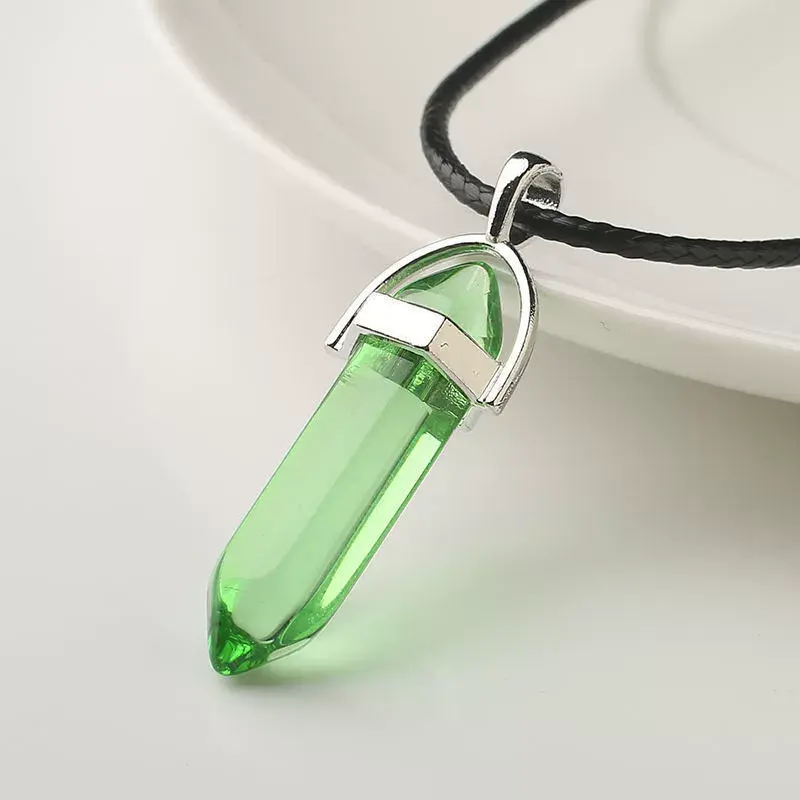 Fashion Natural Tiger Eye Stone Quartz Crystal Agates Hexagonal Column Shape Pendant Necklace for Jewelry Making Wholesale