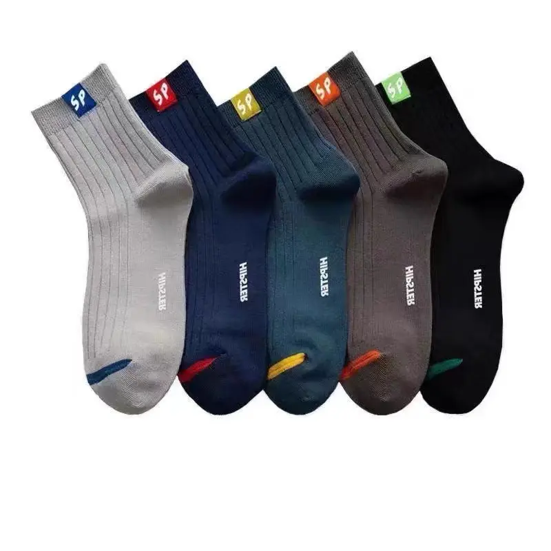 1/5 Pairs Mid-Calf Socks Warm Socks Long Sweat-Absorbing Breathable Socks Trendy Versatile Fall and Winter Sports Sock