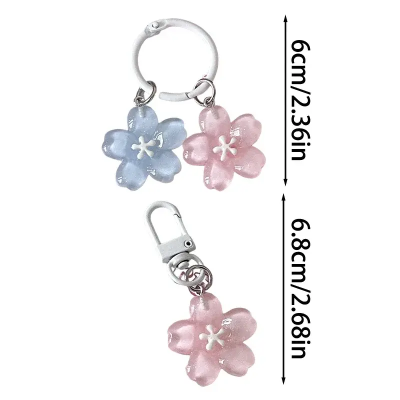 Creative Lovely Flower Keyring Sweet Jelly Color Sakura Keychain Pendant Cute Fashion Backpack Hanging Ornaments Couple Gifts