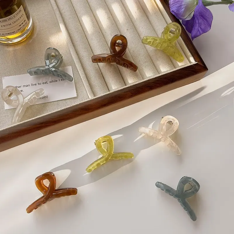 4PCS Woman Fashion Hair Clip Small Hairpins Mini Transparent Jelly Grab Clip Hair Crab Ponytail Braid Hair Claw Accessories