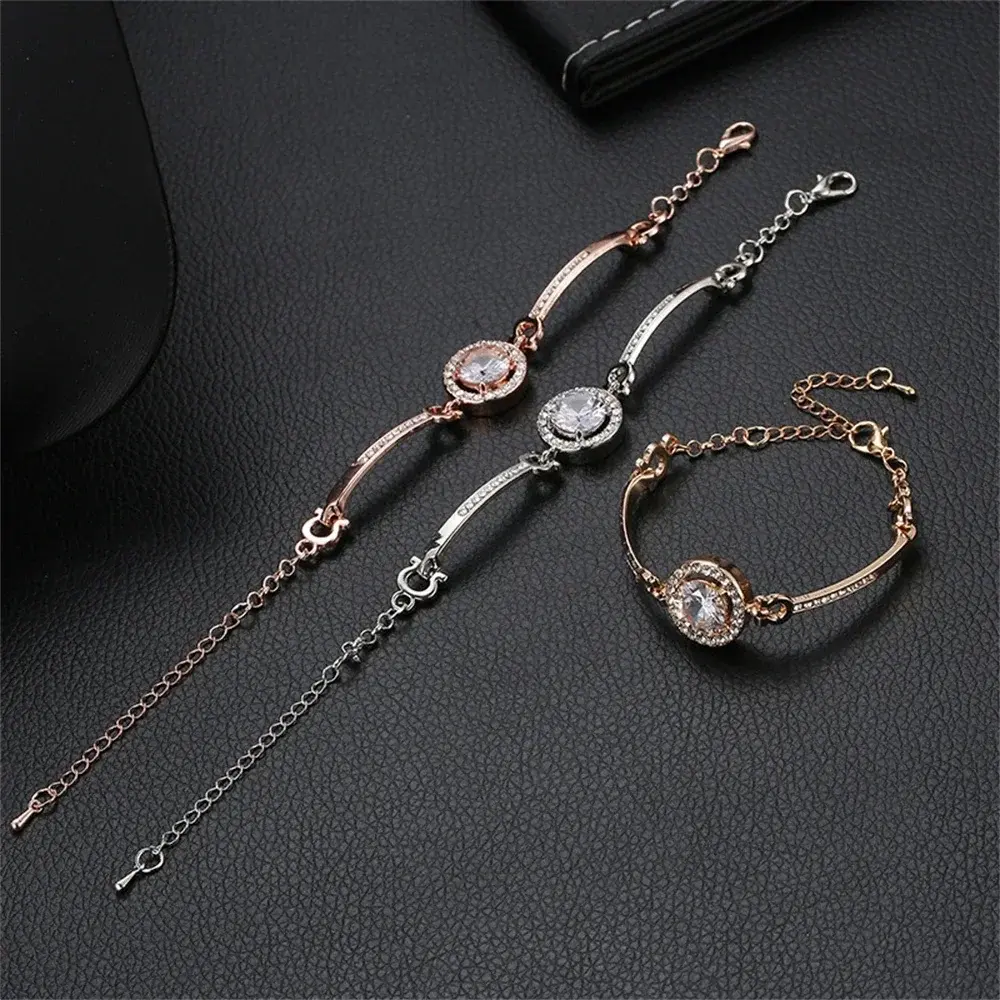 팔찌 Luxury Clear Crystals Zircon Bracelet Women Adjustable Round Bangle Bracelet Party Jewelry Valentine's Day Gift Matching
