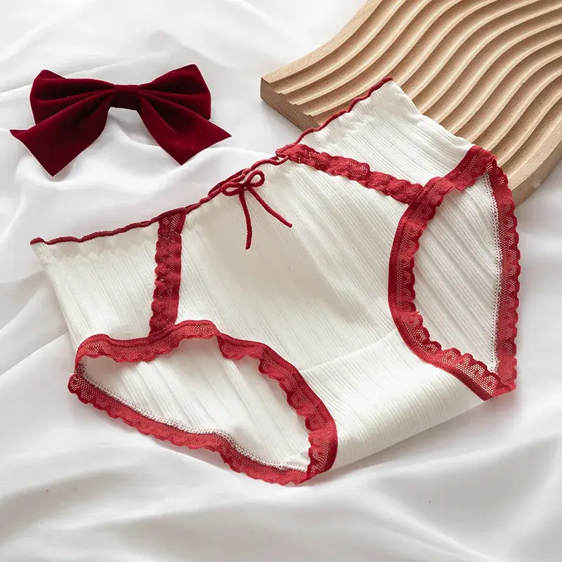 New Women's Cotton Underwear Lovely Girl Comfort Briefs Fashion Bow Breathable Panties Mid Waist Seamless Underpants Lingerie