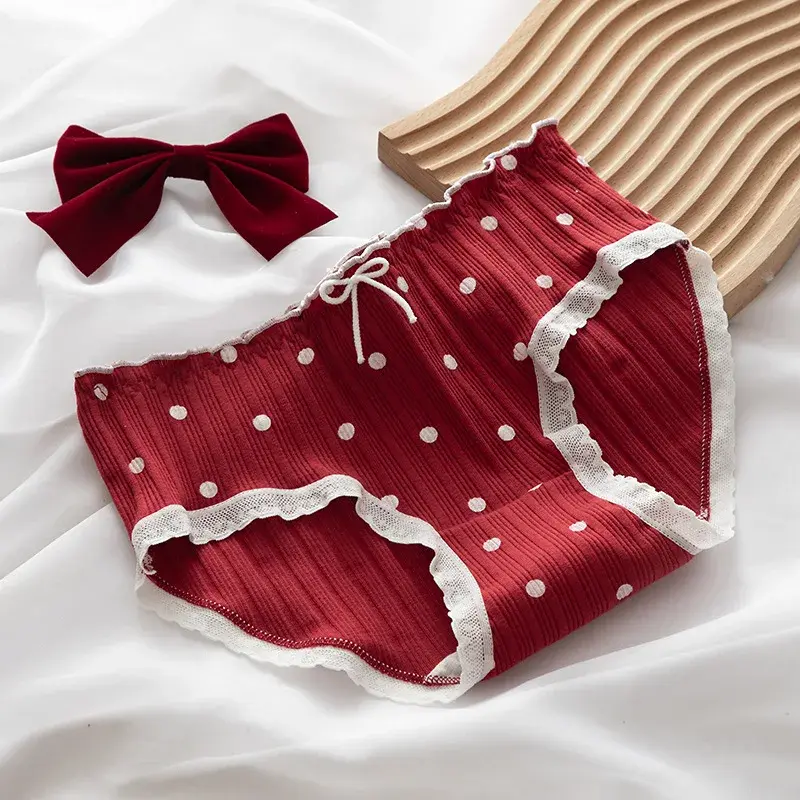 New Women's Cotton Underwear Lovely Girl Comfort Briefs Fashion Bow Breathable Panties Mid Waist Seamless Underpants Lingerie