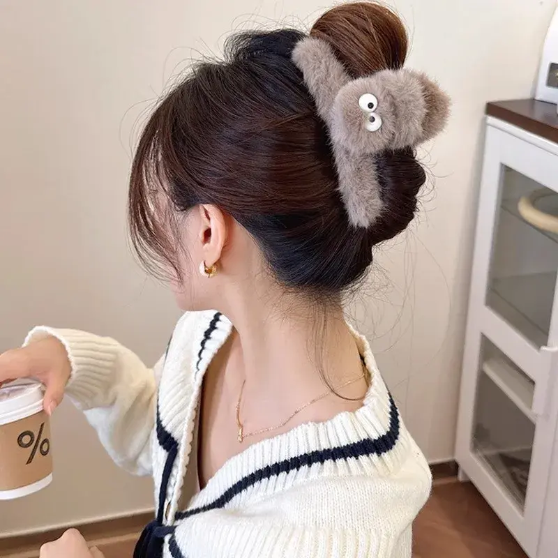 Cute Plush Hair Claw Clip Cartoon Dolls Grabbing Clip Ponytail Claw Clip Fashions Women Girl Hair Clips Hair Accessories Gifts
