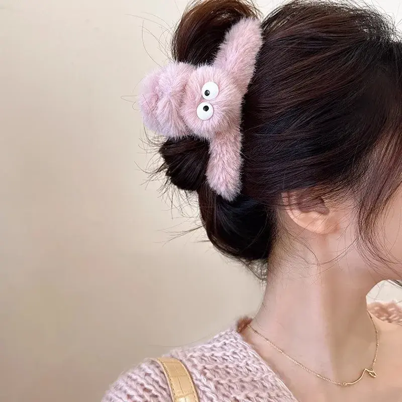 Cute Plush Hair Claw Clip Cartoon Dolls Grabbing Clip Ponytail Claw Clip Fashions Women Girl Hair Clips Hair Accessories Gifts