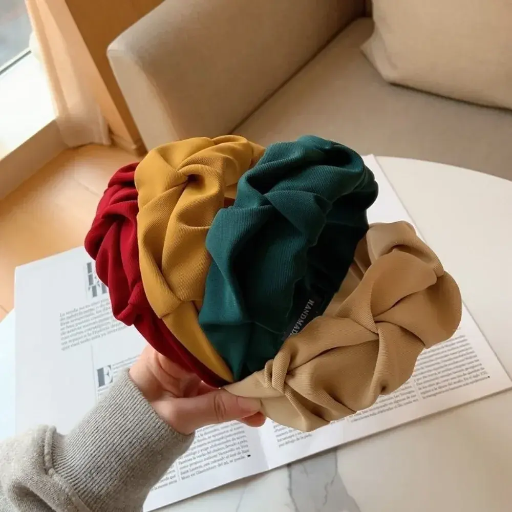 New Fashion Hair Hoop Hair Bands Women Girls Flower Solid Color Retro Headbands Designer Wide Hairband Hair Accessories Headwear