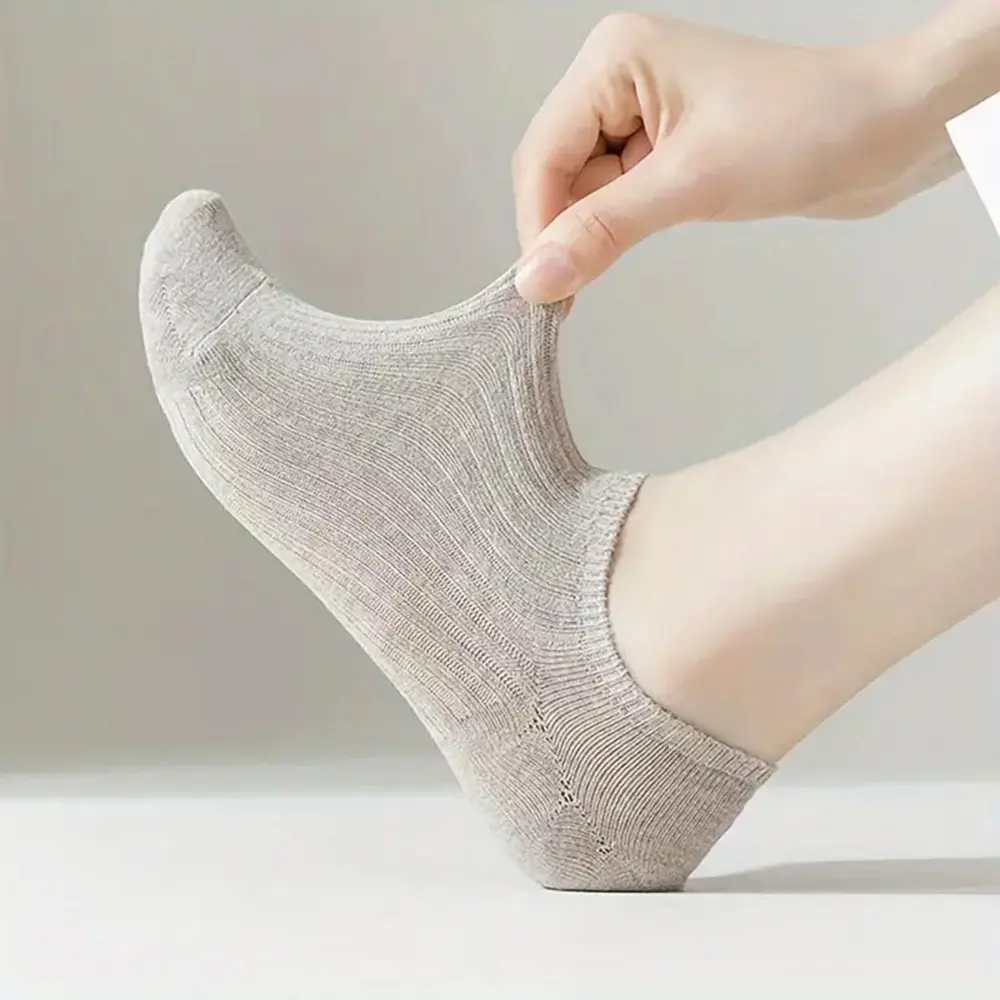 1/5Pairs Fashion Solid Boat Men Socks Simple Sports Breathable Unisex Ankle Socks Women's Stockings&Black Low Tube Cute Socks