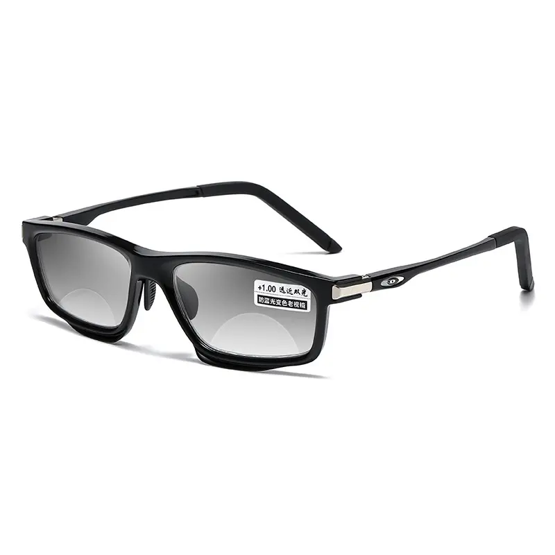 Fashion Light Sensitive Color Changing Sports Sunglasses Ultra Light Blue Light Flat Lenses Outdoor Photochromic Reading Glasses