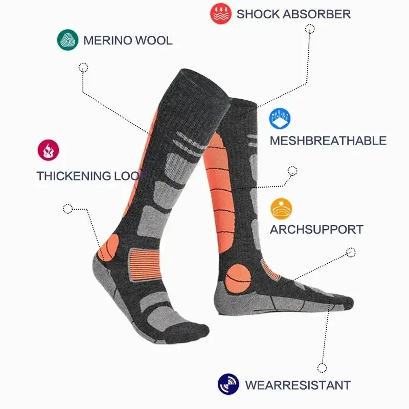 1 Pair Wool Ski Socks Winter Thermal Sports Snowboard Cycling Hiking Skiing Stockings Men Women Boot Sock
