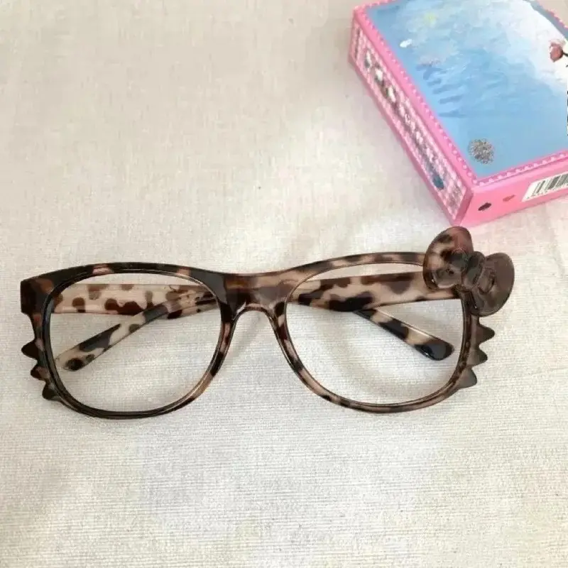 Fashion Leopard Print Eyeglass Frame Bow Accessories Cute Cartoon Anime Y2K Vintage Reading Eyeglass Frame Girls Gifts
