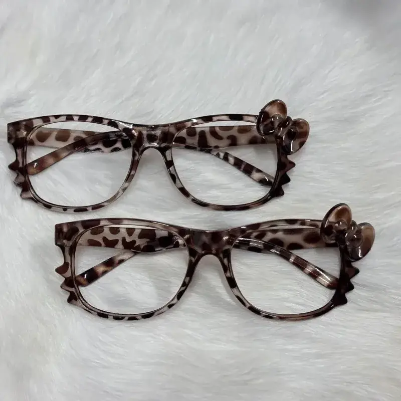 Fashion Leopard Print Eyeglass Frame Bow Accessories Cute Cartoon Anime Y2K Vintage Reading Eyeglass Frame Girls Gifts