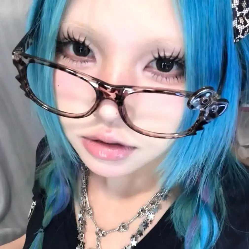 Fashion Leopard Print Eyeglass Frame Bow Accessories Cute Cartoon Anime Y2K Vintage Reading Eyeglass Frame Girls Gifts