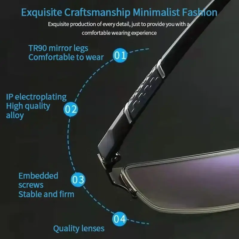 New Fashion Metal Anti-blue Light Men Business Eyewear Reading Glasses Eyeglasses Diopter+1.0 +1.5 +2.0 +2.5 +3.0 +3.5 +4.0