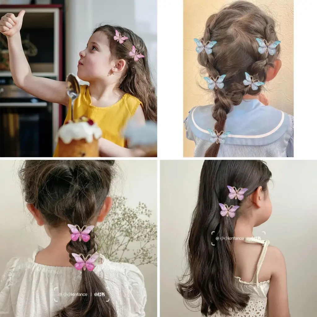 5PCS/Set Cute Sweet Stereoscopic Color Gradient Baby Hairpins Kids Hair Clips Children Headwear Princess Barrette Accessories