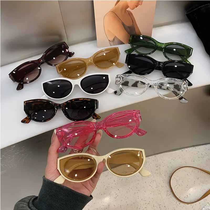 UV400 Fashion Cat Eye Sunglasses Women Oval Glasses Vintage Elliptic Square Sun Glasses for Female Shades Female Eyewear