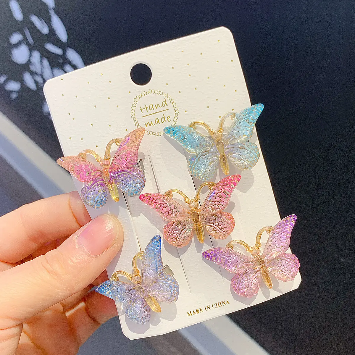5PCS/Set Cute Sweet Stereoscopic Color Gradient Baby Hairpins Kids Hair Clips Children Headwear Princess Barrette Accessories