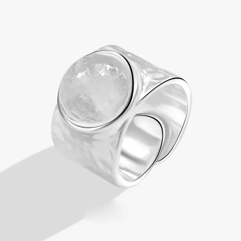 Fashion Adjustable Silver Ring Women Jewelry Stone Finger Open Vintage Handmade Ring Wedding Party Birthday Luxury Rings Gift