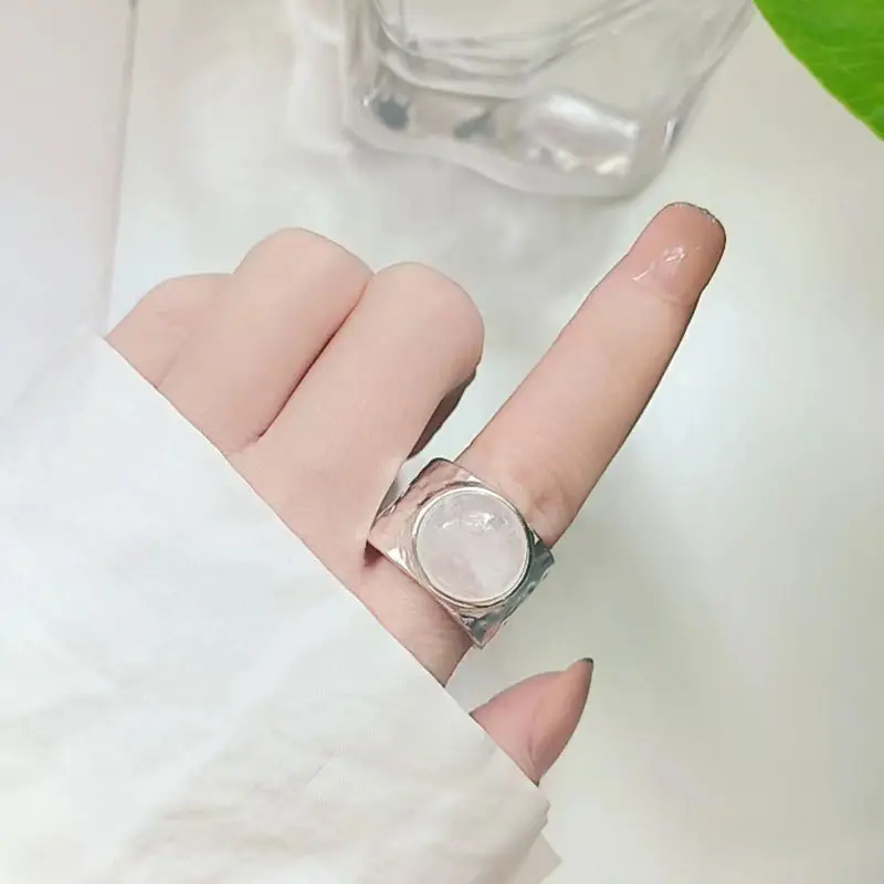 Fashion Adjustable Silver Ring Women Jewelry Stone Finger Open Vintage Handmade Ring Wedding Party Birthday Luxury Rings Gift