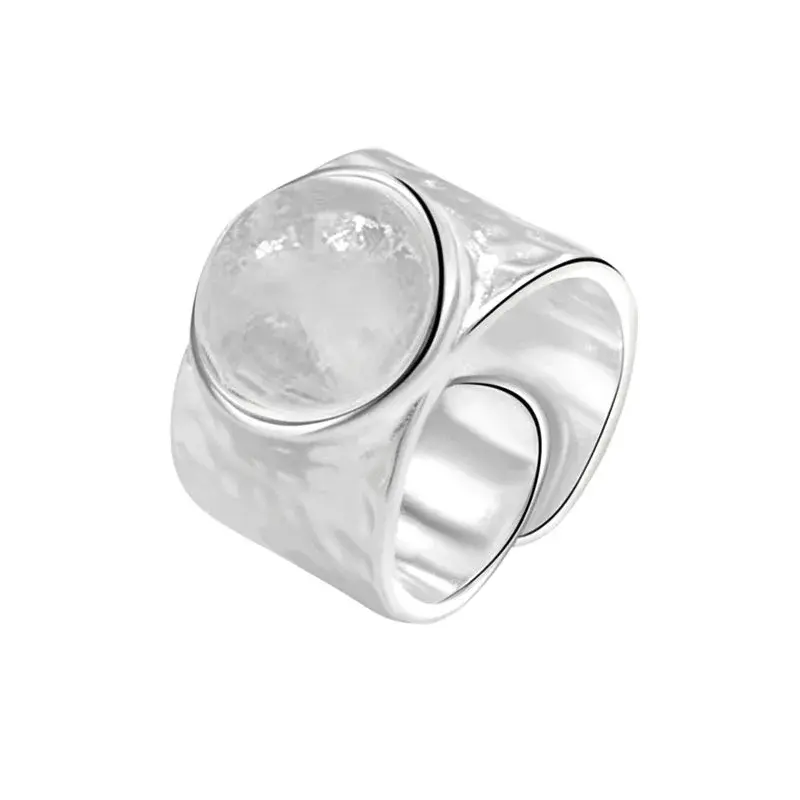 Fashion Adjustable Silver Ring Women Jewelry Stone Finger Open Vintage Handmade Ring Wedding Party Birthday Luxury Rings Gift