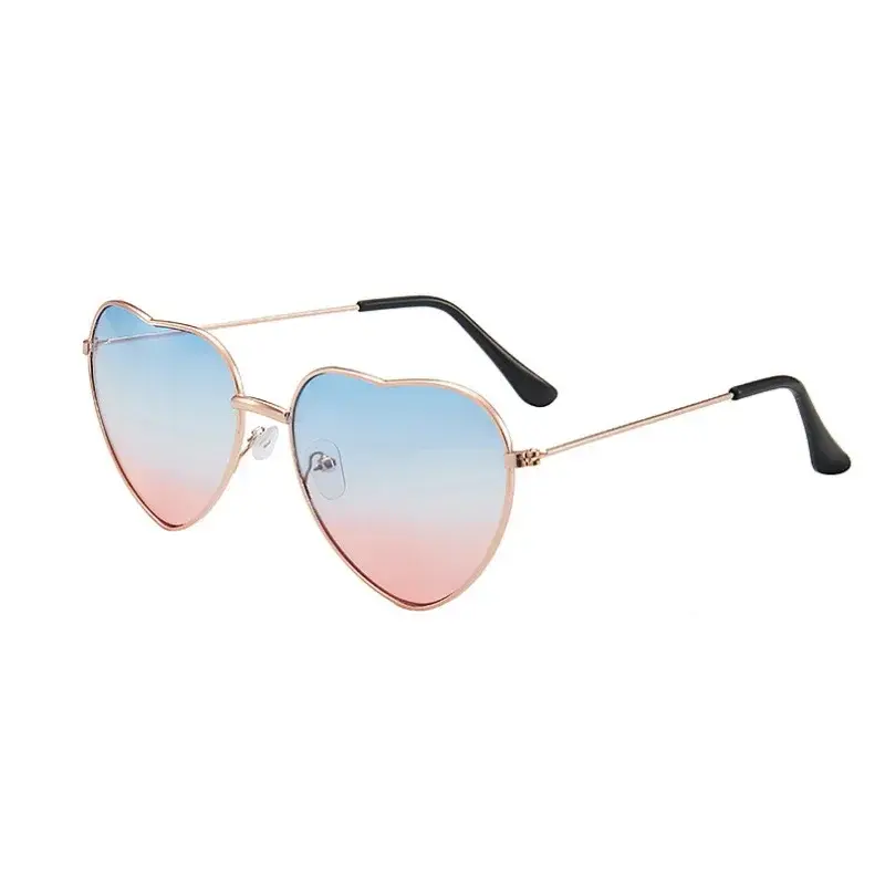New Vintage Heart Shaped Sunglasses Metal Frame Women Men Glasses Brand Designer Fashion Cute Lenses Eyewear Driving MTB Goggles