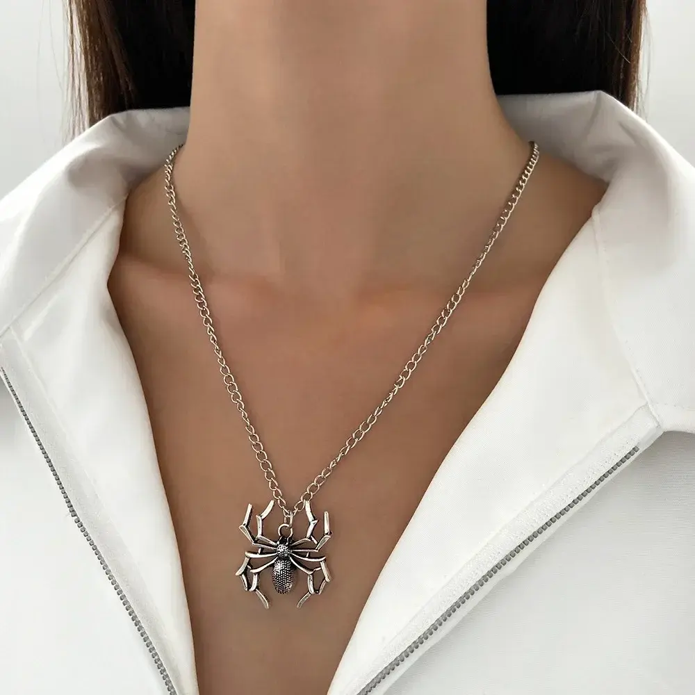 Collares Con Colgante Stylish Punk Goth Men's Personalized Spider Necklace Choker Jewelry Pendant Women Necklace Collar Hombre