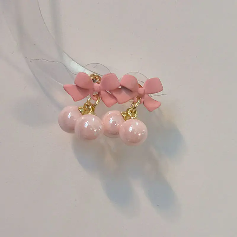 Fashion Bow Earrings Women Girls Design Charm Round Bead Drop Luxury Stud Earrings Student Jewelry Gifts