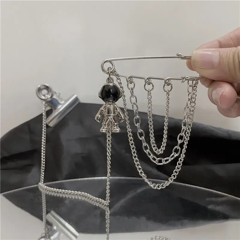 INS New Cross Brooch Chain Multipurpose Brooch Cartoon for Men Women Street Metal Chest Chain Brooch Trendy Accessories Gifts