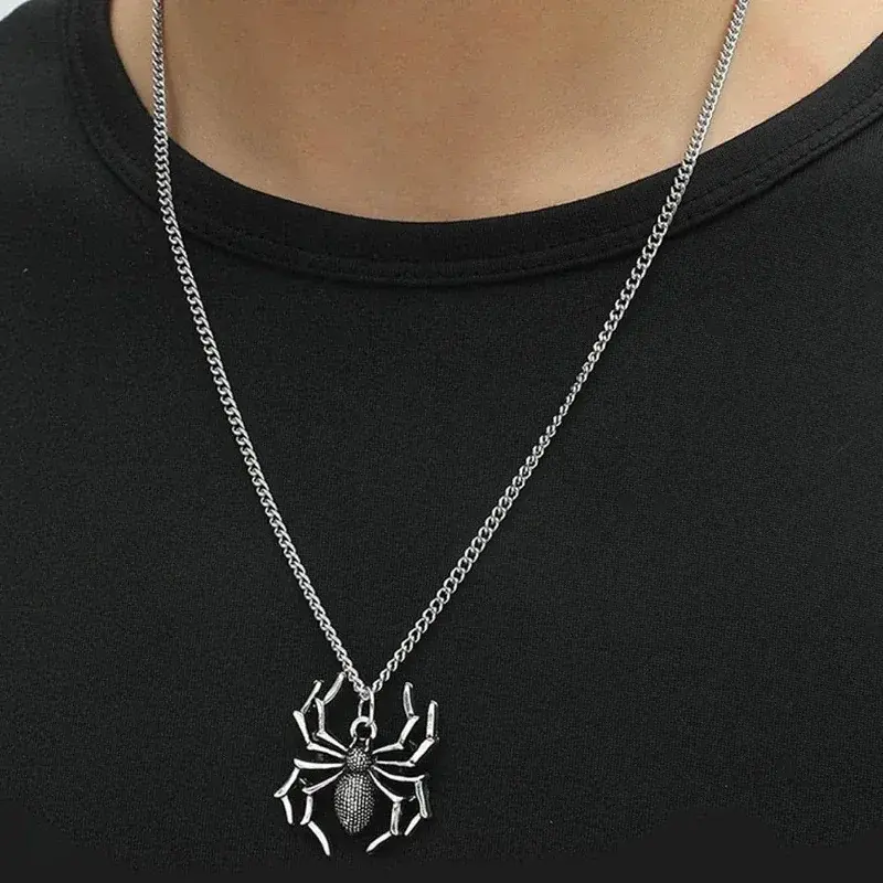 Collares Con Colgante Stylish Punk Goth Men's Personalized Spider Necklace Choker Jewelry Pendant Women Necklace Collar Hombre