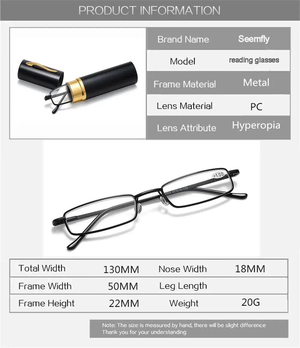 Reading Glasses Men Women Ultra-light Portable Anti-fatigue Presbyopia Eyeglass Diopter Eyewear with Glasses Case+1.0 To +4.0