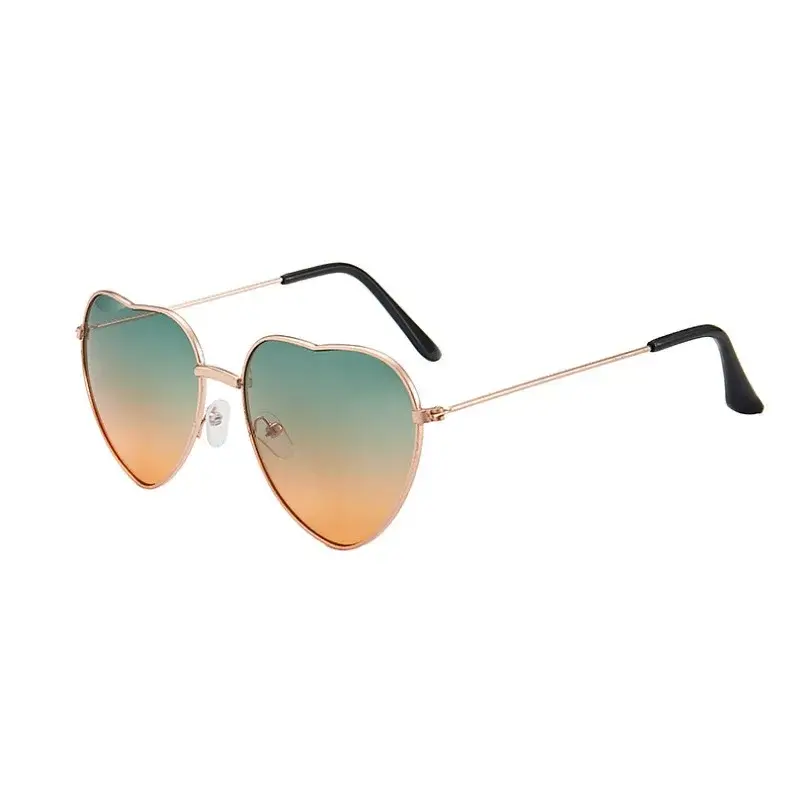 New Vintage Heart Shaped Sunglasses Metal Frame Women Men Glasses Brand Designer Fashion Cute Lenses Eyewear Driving MTB Goggles