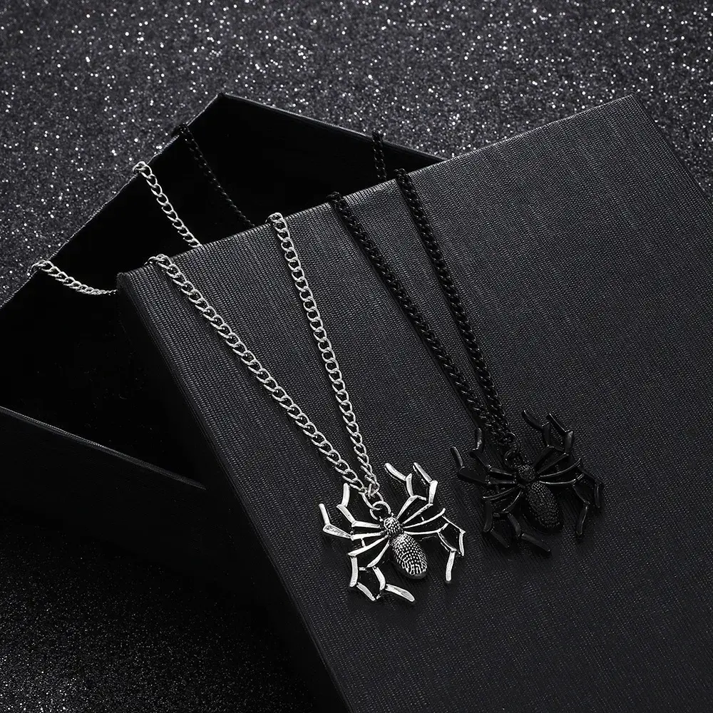 Collares Con Colgante Stylish Punk Goth Men's Personalized Spider Necklace Choker Jewelry Pendant Women Necklace Collar Hombre