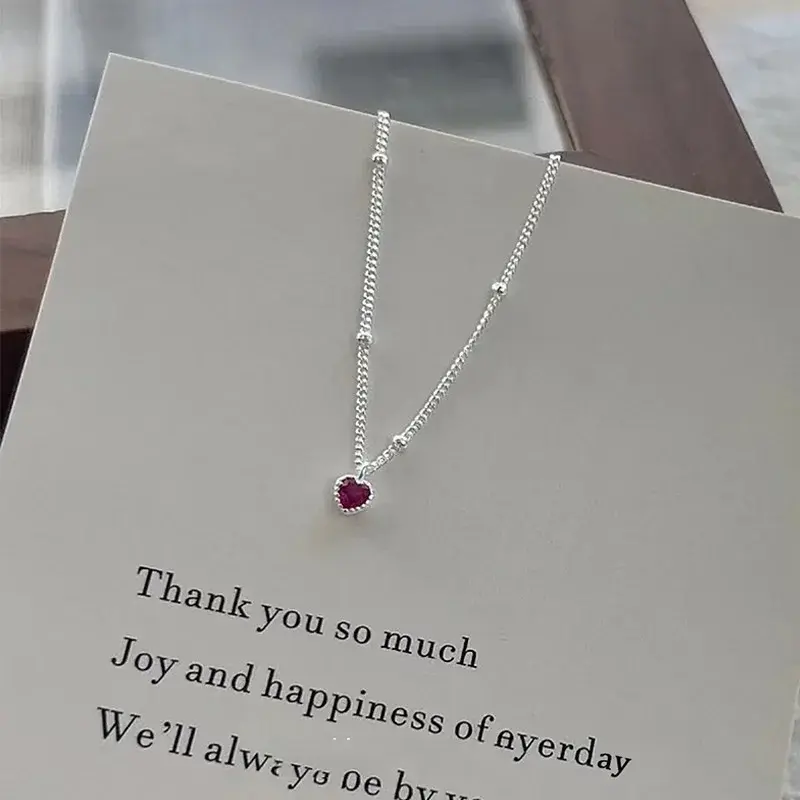 Korean Ins Love Pendant Necklace Pendant for Women Jewelry Love Necklace Small Mini Red Heart Pendant Simple Heart Shaped Collar