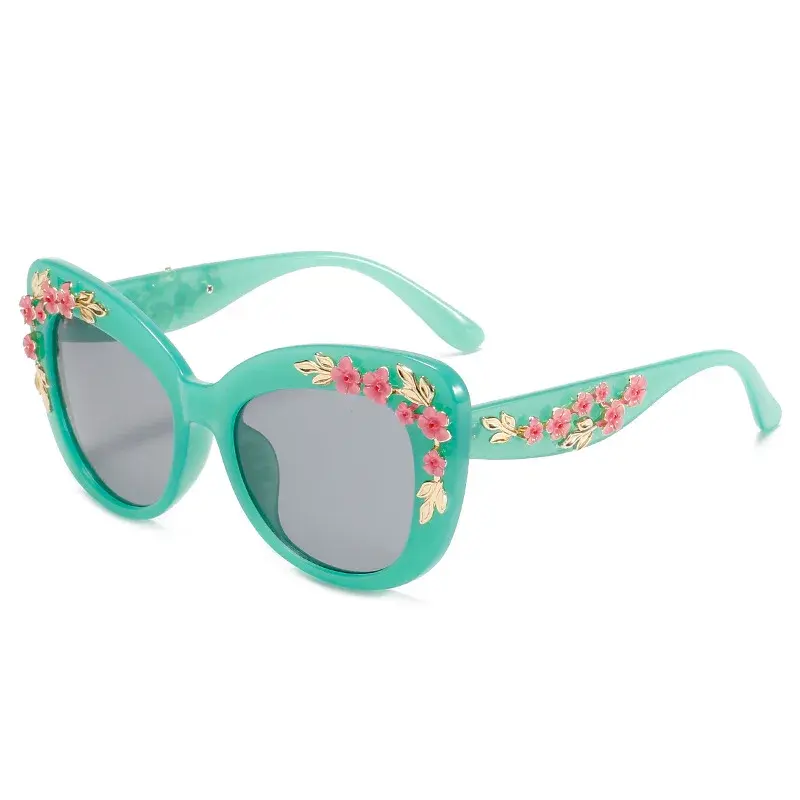 Fashion Cat Eye Sunglasses Rose Fancy Decorative Eyewear Retro Personal Design Flower Sunglasses Women Vintage Gafas De Sol
