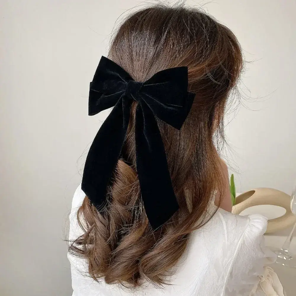 Fashion Velvet Big Bow Barrettes Women Temperament Ponytail Hairpin Hair Clip Girls Ribbon Hair Clip Hair Accessories New
