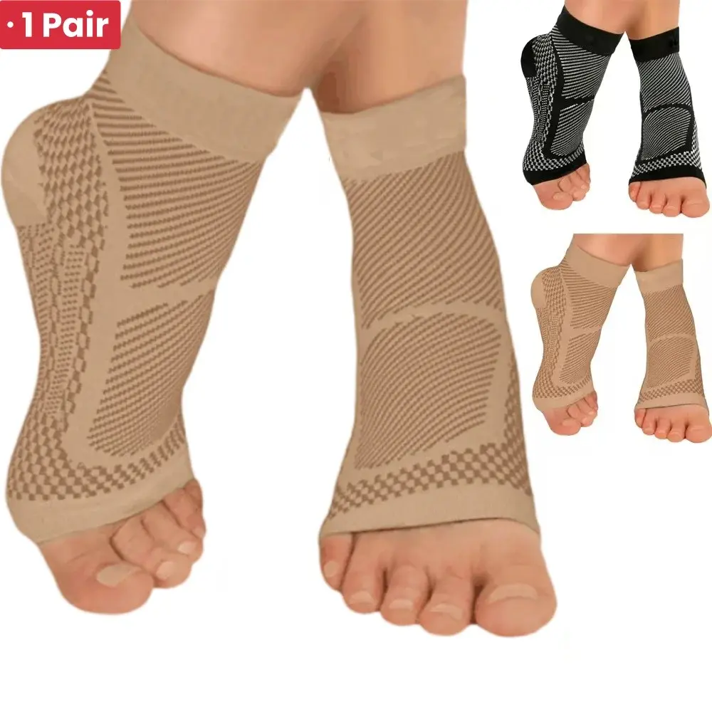 Breathable Sports Ankle Support Brace Compression Sleeve Plantar Fasciitis Sock for Achilles Tendonitis Joint Pain Swelling Heel