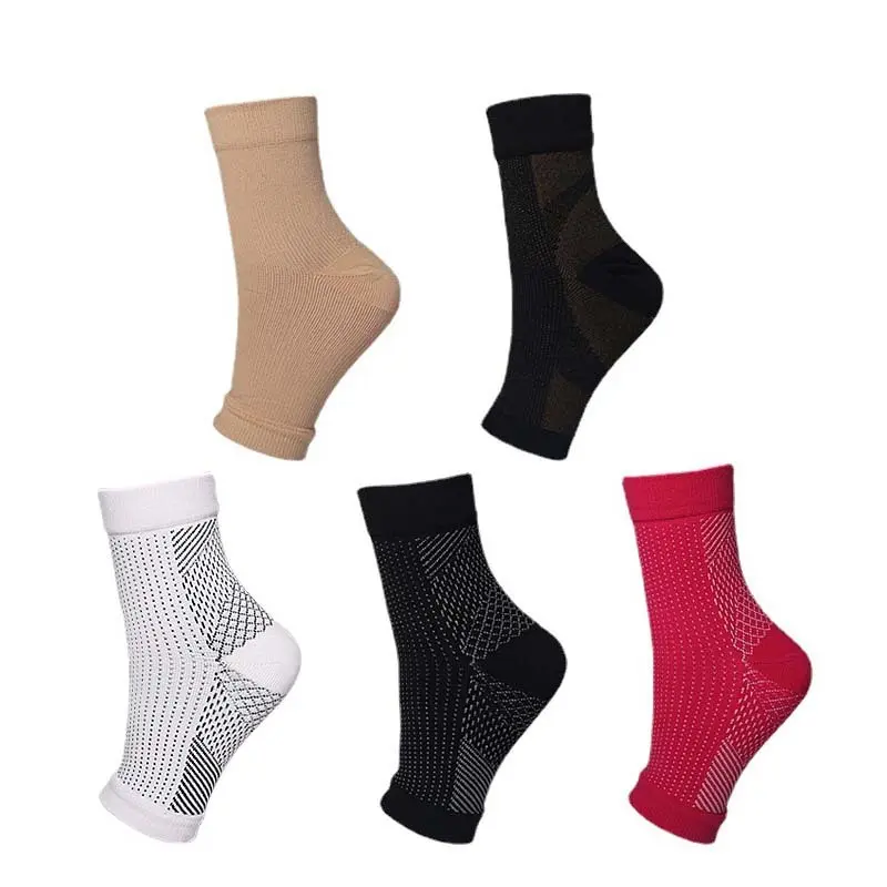 Breathable Sports Ankle Support Brace Compression Sleeve Plantar Fasciitis Sock for Achilles Tendonitis Joint Pain Swelling Heel