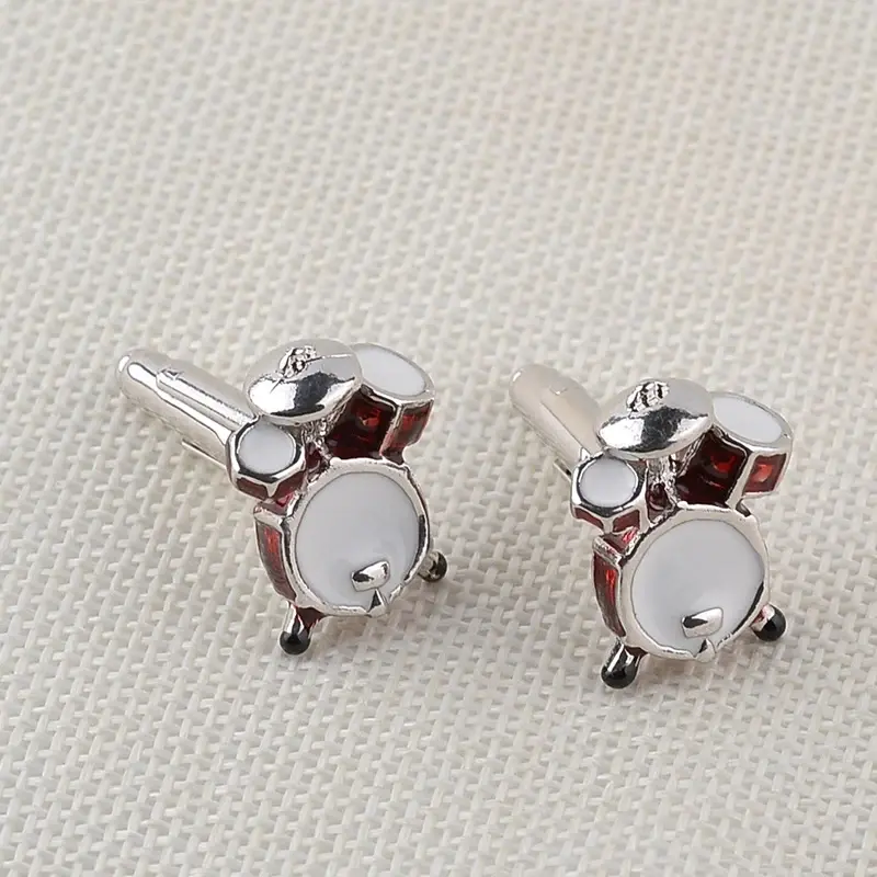 Fashion Music Drum Cufflinks for Men New Trendy 3D Red White Drum CUFFLINKS French Shirt Party Wedding Jewelry Boyfriends Gifts