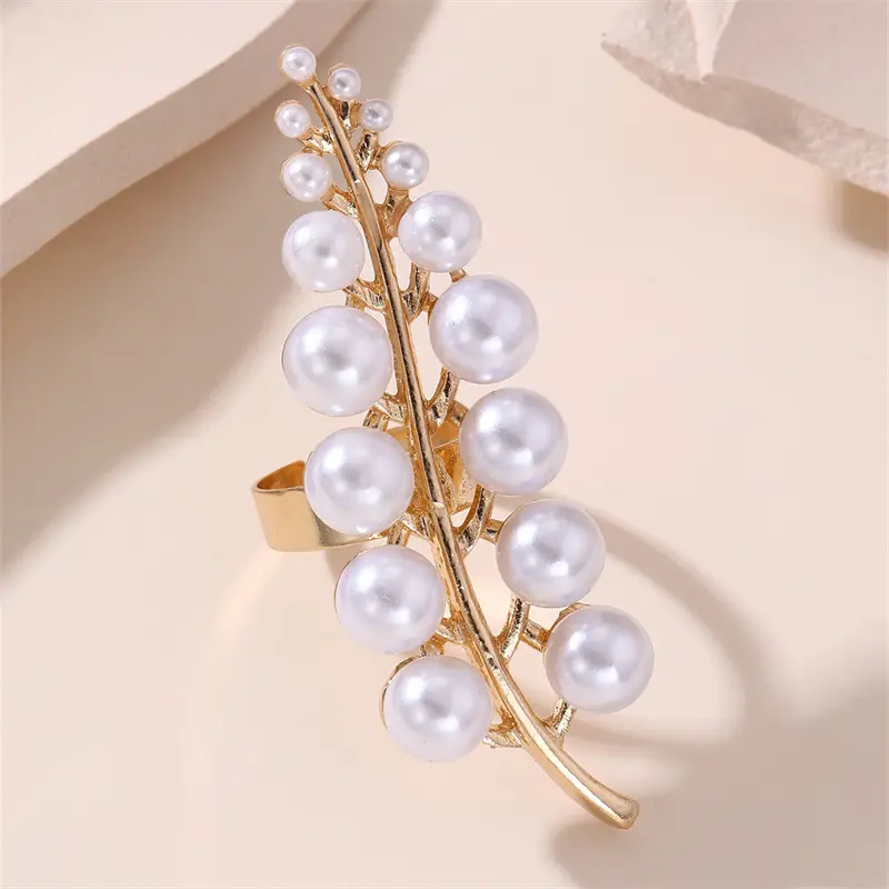 Fashion European American Exaggerated Metal Ring Women Ocean Style Rings Light Luxury Temperament Banquet Party Jewelry Gift