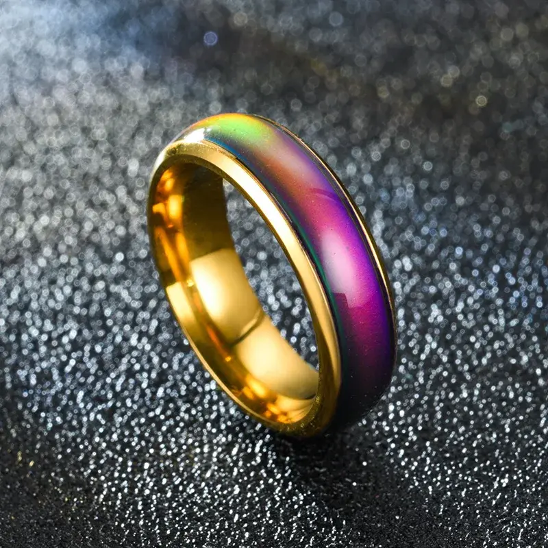 Stainless Steel Mood Ring Changing Color Rings Emotion Feeling Temperature Ring for Women Men Couples Rings Fashion Jewelry